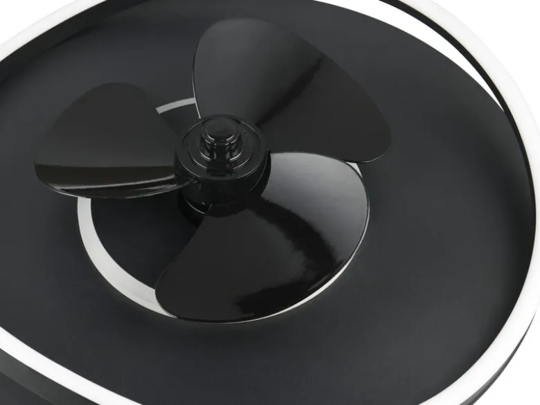 LED Deckenleuchte SORTLAND Schwarz mit Ventilator & Fernbedienung, Ø 50cm