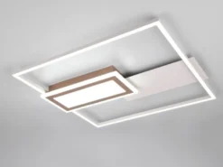 LED Deckenleuchte SPIRO flach Grau Coffee mit Fernbedienung dimmbar, Breite 53cm