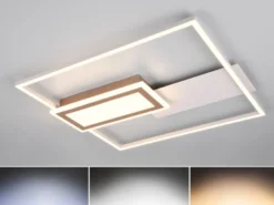 LED Deckenleuchte SPIRO flach Grau Coffee mit Fernbedienung dimmbar, Breite 53cm