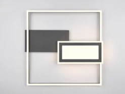 LED Deckenleuchte SPIRO mit Fernbedienung flach Schwarz, dimmbar, Breite 53cm