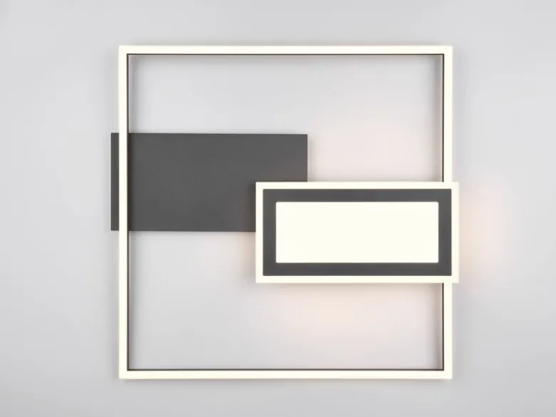 LED Deckenleuchte SPIRO mit Fernbedienung flach Schwarz, dimmbar, Breite 53cm