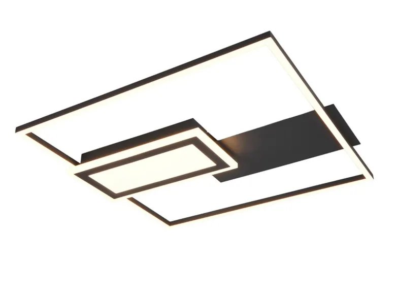 LED Deckenleuchte SPIRO mit Fernbedienung flach Schwarz, dimmbar, Breite 53cm