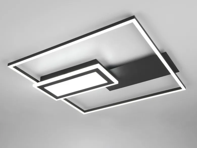 LED Deckenleuchte SPIRO mit Fernbedienung flach Schwarz, dimmbar, Breite 53cm