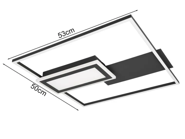 LED Deckenleuchte SPIRO mit Fernbedienung flach Schwarz, dimmbar, Breite 53cm