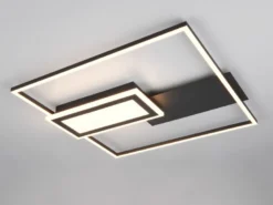 LED Deckenleuchte SPIRO mit Fernbedienung flach Schwarz, dimmbar, Breite 53cm