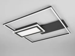 LED Deckenleuchte SPIRO mit Fernbedienung flach Schwarz, dimmbar, Breite 53cm