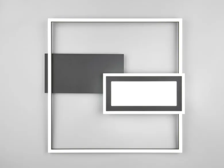 LED Deckenleuchte SPIRO mit Fernbedienung flach Schwarz, dimmbar, Breite 53cm