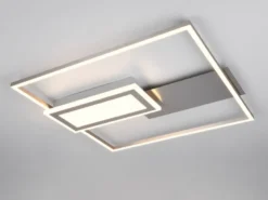 LED Deckenleuchte SPIRO mit Fernbedienung flach Silber, dimmbar, Breite 53cm