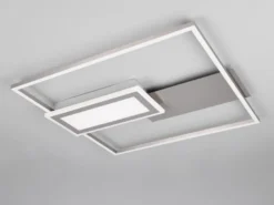 LED Deckenleuchte SPIRO mit Fernbedienung flach Silber, dimmbar, Breite 53cm