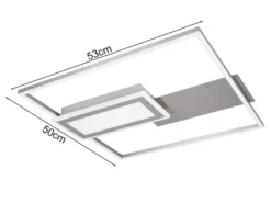 LED Deckenleuchte SPIRO mit Fernbedienung flach Silber, dimmbar, Breite 53cm