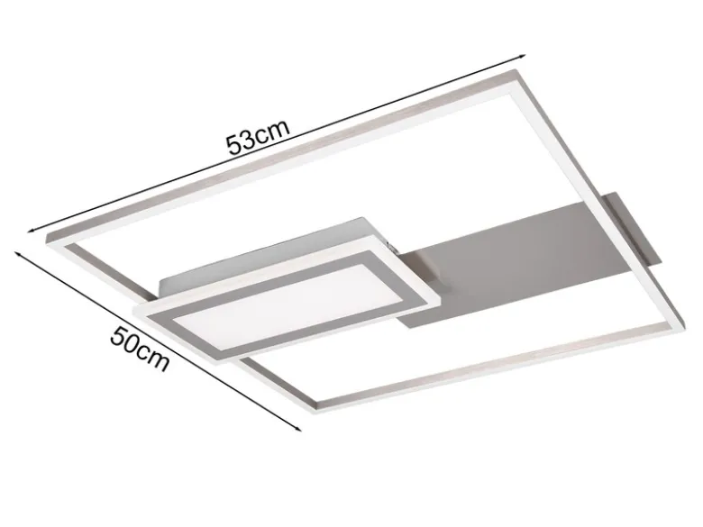 LED Deckenleuchte SPIRO mit Fernbedienung flach Silber, dimmbar, Breite 53cm