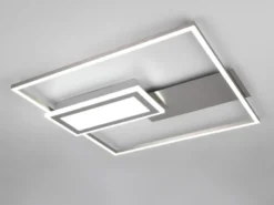 LED Deckenleuchte SPIRO mit Fernbedienung flach Silber, dimmbar, Breite 53cm