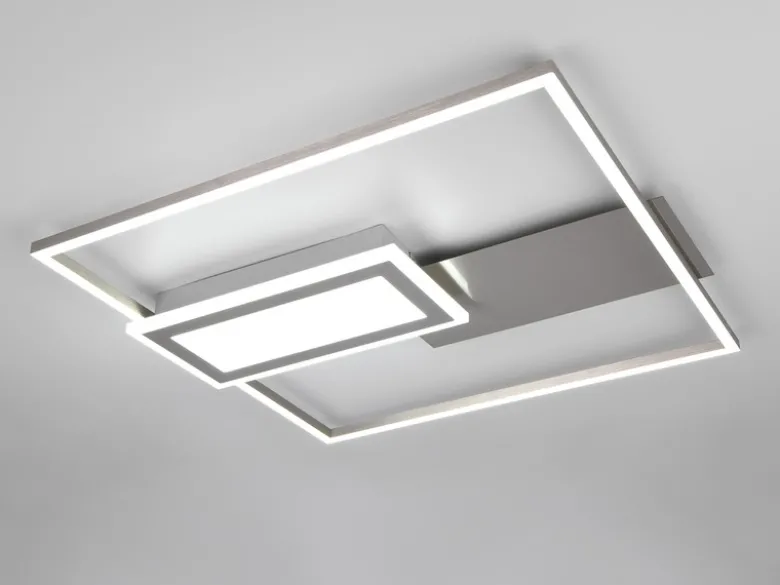 LED Deckenleuchte SPIRO mit Fernbedienung flach Silber, dimmbar, Breite 53cm