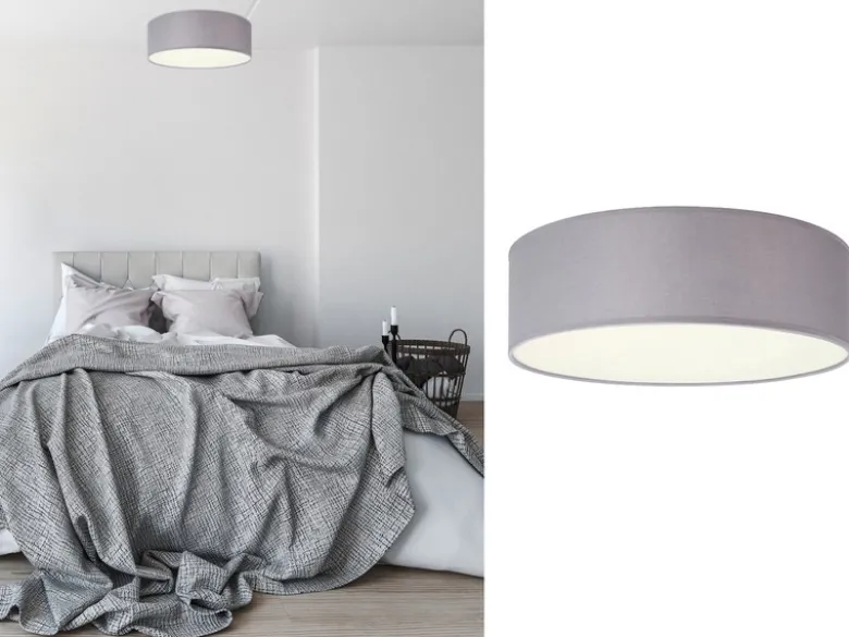 LED Deckenleuchte Stoff Grau / Abdeckung satiniert, Ø 30cm