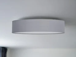 LED Deckenleuchte Stoff Grau / Abdeckung satiniert, Ø 50cm