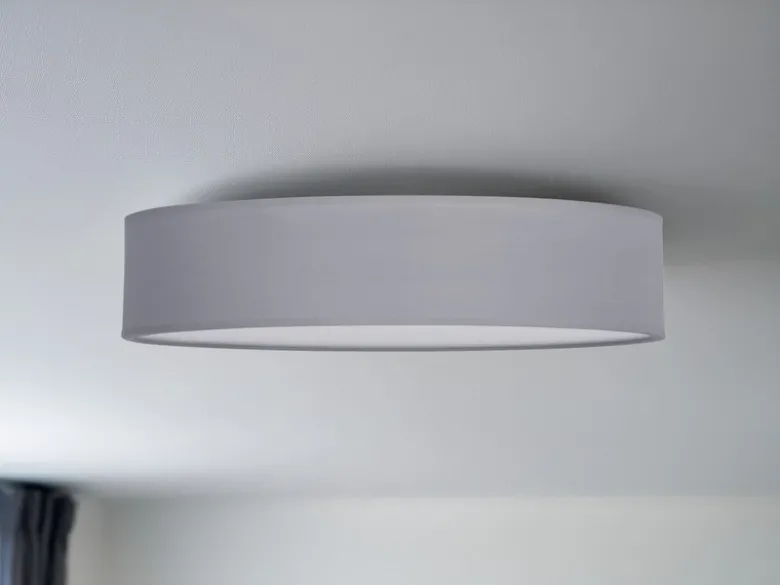 LED Deckenleuchte Stoff Grau / Abdeckung satiniert, Ø 50cm