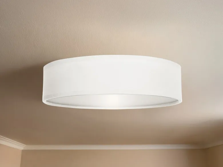 LED Deckenleuchte Stoff Weiß / Abdeckung satiniert, Ø 40cm