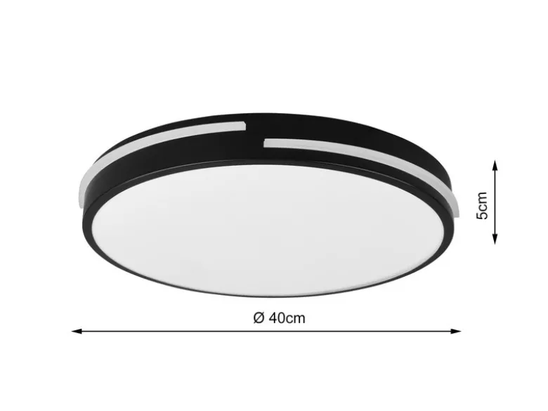 LED Deckenleuchte TACOMA Schwarz dimmbar Lichtfarbe einstellbar, Ø 40cm
