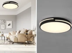 LED Deckenleuchte TACOMA Schwarz dimmbar Lichtfarbe einstellbar, Ø 40cm
