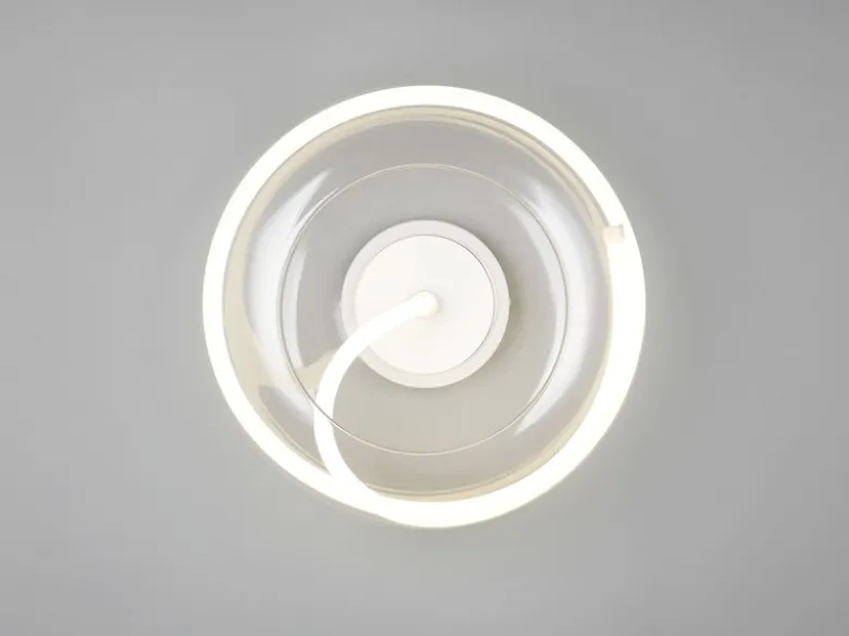 LED Deckenleuchte TARSIA dimmbar aus Metall in Weiß & Glas, rund Ø 40cm