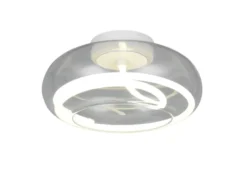 LED Deckenleuchte TARSIA dimmbar aus Metall in Weiß & Glas, rund Ø 40cm