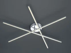 LED Deckenleuchte TIRIAC Metall Silber mit Stufen Dimmer Stäbe drehbar, B: 100cm