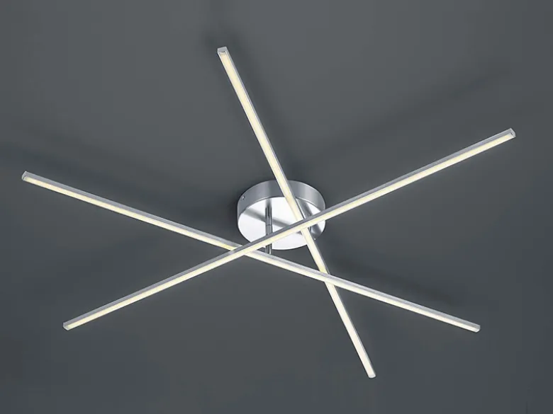 LED Deckenleuchte TIRIAC Metall Silber mit Stufen Dimmer Stäbe drehbar, B: 100cm
