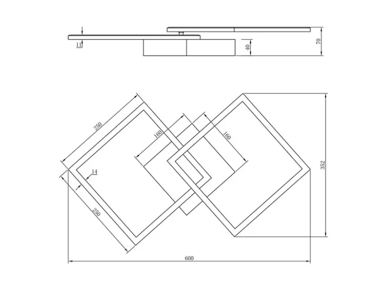 LED Deckenleuchte TRAIL Coffee schwenkbare Module, Breite 60cm