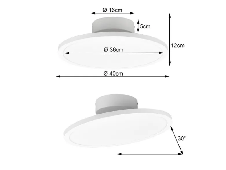 LED Deckenleuchte TRAY einflammig schwenkbar dimmbar Weiß, Ø 40cm