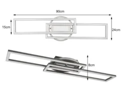 LED Deckenleuchte TWISTER Silber dimmbar Lichtfarbe einstellbar, Breite 90cm