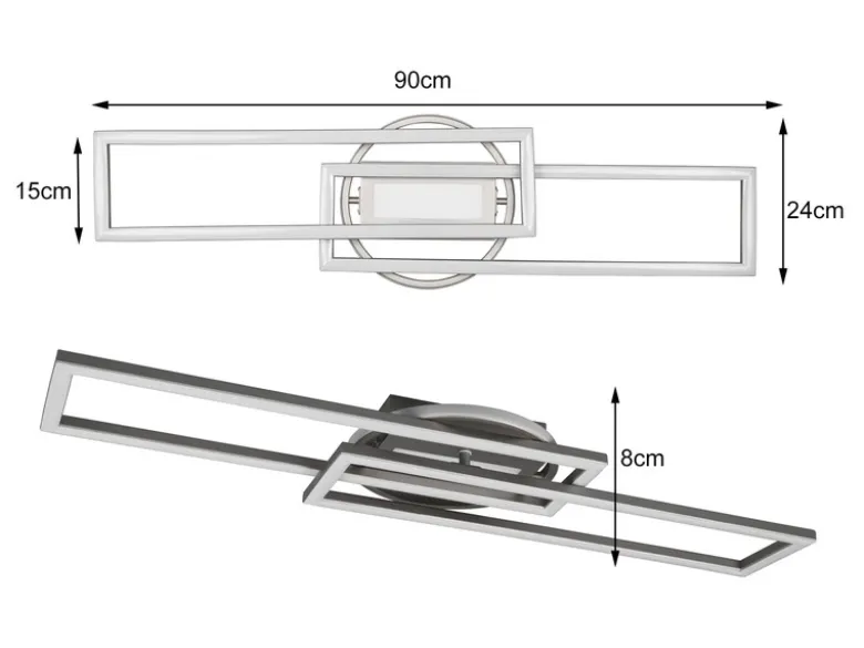 LED Deckenleuchte TWISTER Silber dimmbar Lichtfarbe einstellbar, Breite 90cm