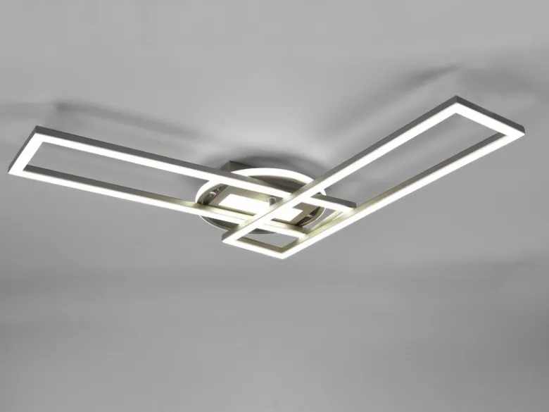 LED Deckenleuchte TWISTER Silber dimmbar Lichtfarbe einstellbar, Breite 90cm