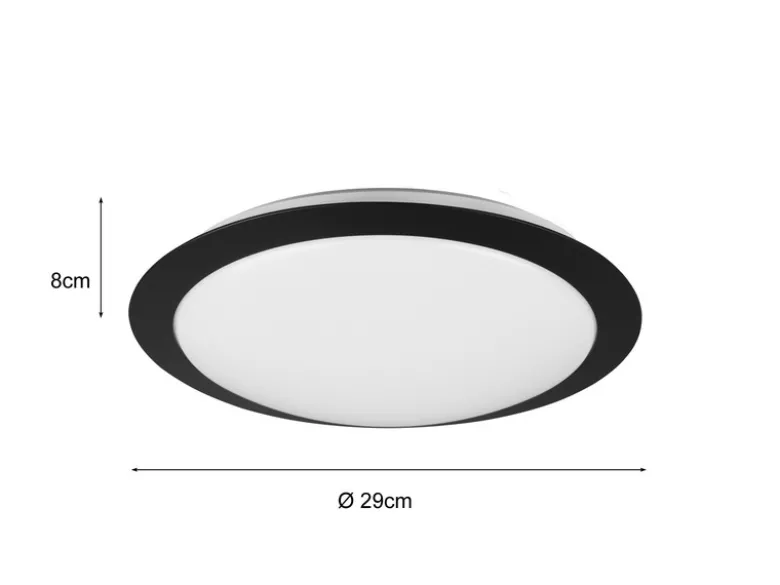 LED Deckenleuchte UMBERTO in Schwarz IP44 Badlampe, Ø 29cm