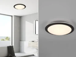 LED Deckenleuchte UMBERTO in Schwarz IP44 Badlampe, Ø 29cm