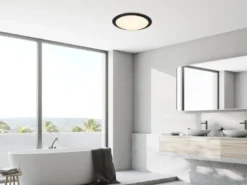 LED Deckenleuchte UMBERTO in Schwarz IP44 Badlampe, Ø 29cm