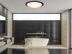 LED Deckenleuchte UMBERTO in Schwarz IP44 Badlampe, Ø 42cm