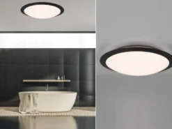 LED Deckenleuchte UMBERTO in Schwarz IP44 Badlampe, Ø 42cm