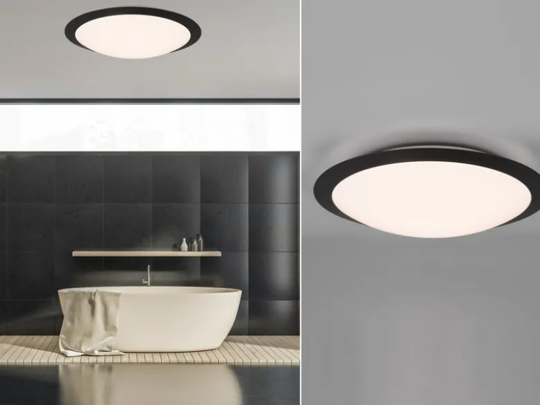 LED Deckenleuchte UMBERTO in Schwarz IP44 Badlampe, Ø 42cm