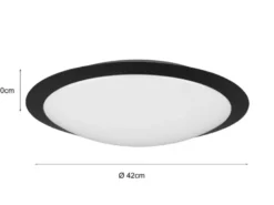 LED Deckenleuchte UMBERTO in Schwarz IP44 Badlampe, Ø 42cm