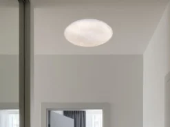 LED Deckenleuchte UMBRIA flach, Weiß marmoriert, rund Ø 38cm