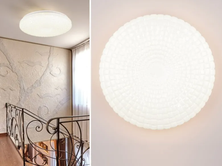 LED Deckenleuchte VEGA Weiß Sternenhimmel Effekt, Ø 33cm