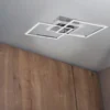 LED Deckenleuchte VENIDA eckig Chrom Weiß, Stufen Dimmer, Breite 57cm