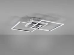 LED Deckenleuchte VENIDA eckig Chrom Weiß, Stufen Dimmer, Breite 57cm
