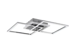 LED Deckenleuchte VENIDA eckig Chrom Weiß, Stufen Dimmer, Breite 57cm