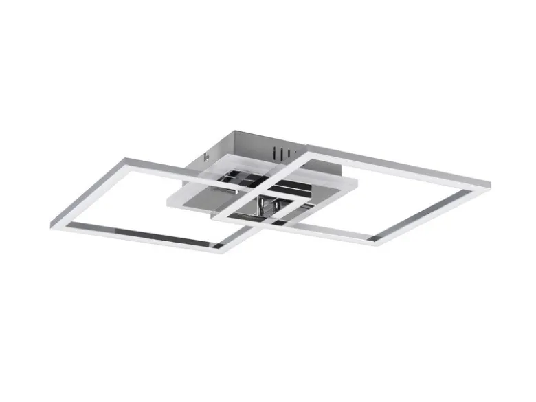 LED Deckenleuchte VENIDA eckig Chrom Weiß, Stufen Dimmer, Breite 57cm