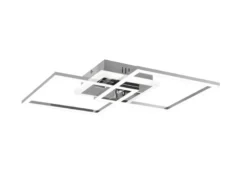 LED Deckenleuchte VENIDA eckig Chrom Weiß, Stufen Dimmer, Breite 57cm