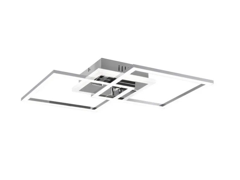 LED Deckenleuchte VENIDA eckig Chrom Weiß, Stufen Dimmer, Breite 57cm