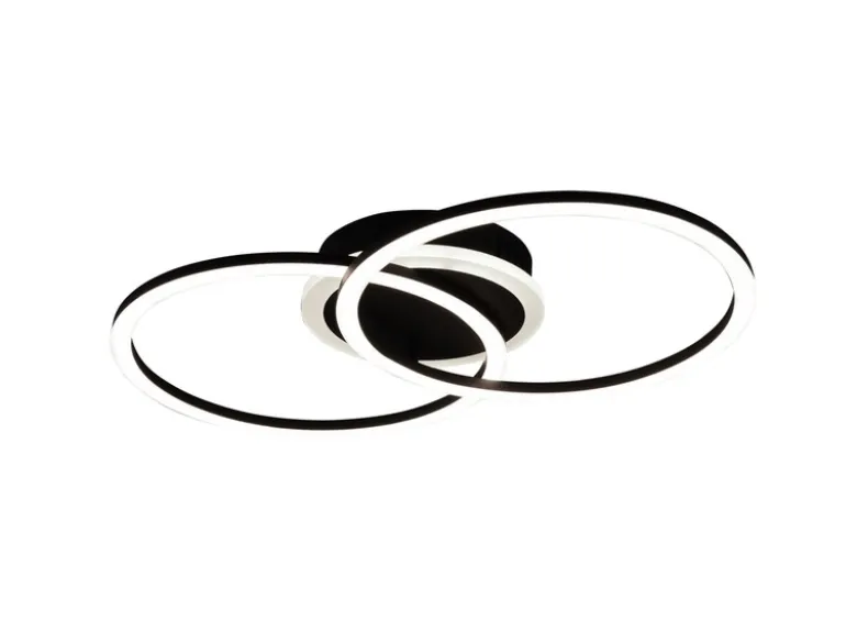 LED Deckenleuchte VENIDA 2 Ringe Schwarz, dimmbar, Breite 50cm
