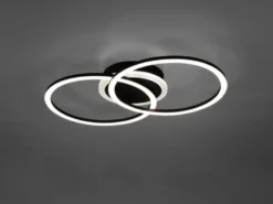 LED Deckenleuchte VENIDA 2 Ringe Schwarz, dimmbar, Breite 50cm