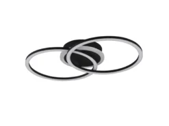 LED Deckenleuchte VENIDA 2 Ringe Schwarz, dimmbar, Breite 50cm